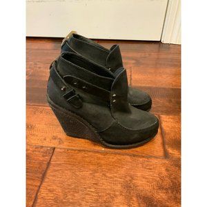 Rag & Bone New York Black Leather Wedge Ankle Boots Heels, Size 36 (IT) 6 (US)
